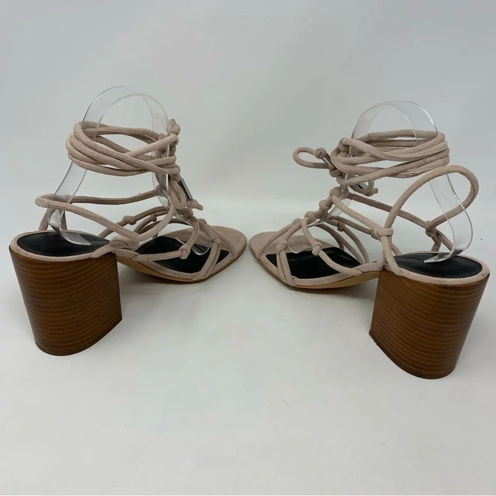 Rebecca Minkoff Sandals Heels Carmela Lace-up Knotted Pink Nude Blush Size 9.5